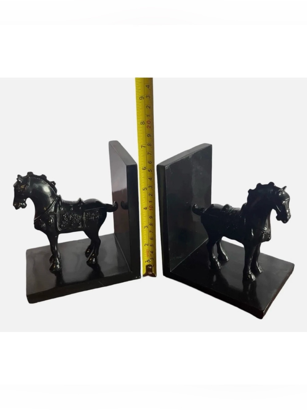 Vintage Black Horse Bookends — Decorative Shelf Support - Picture 7 of 8
